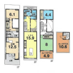 ★店舗付き住宅　★約10帖のルーフテラスあり(間取)
